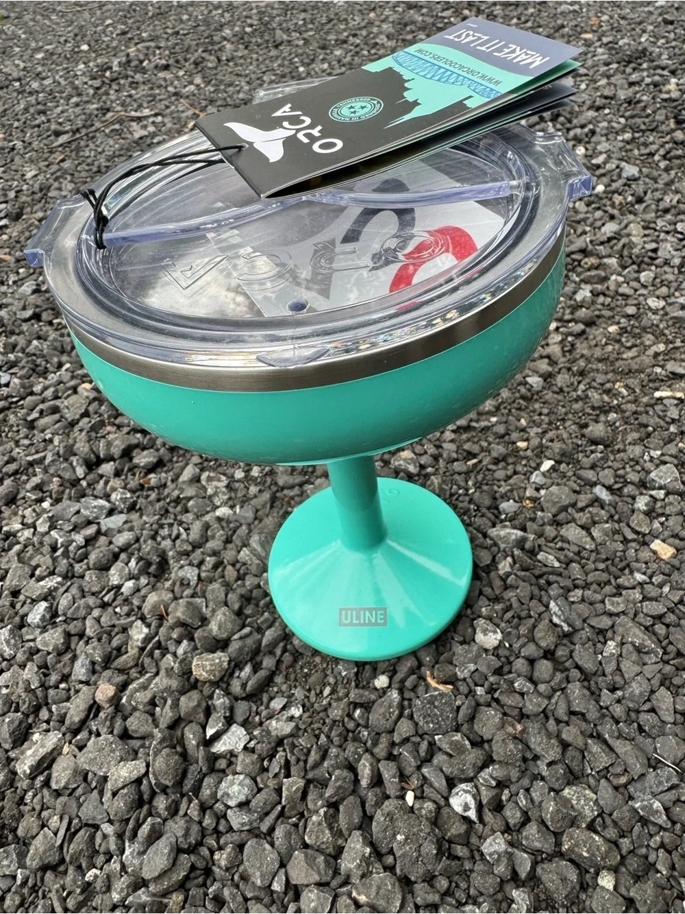 Ocra Turquoise Insulated Stemmed Tumbler with Lid